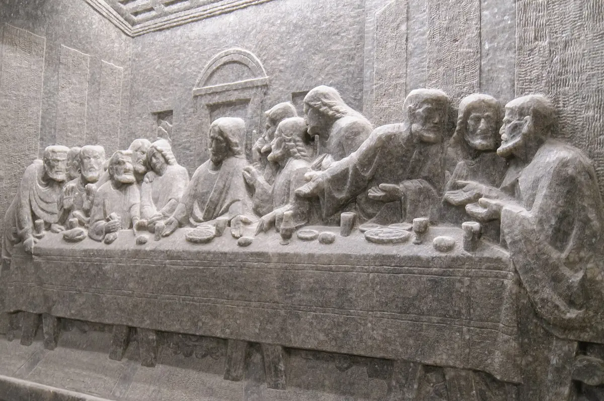 The Last Supper relief carved in salt