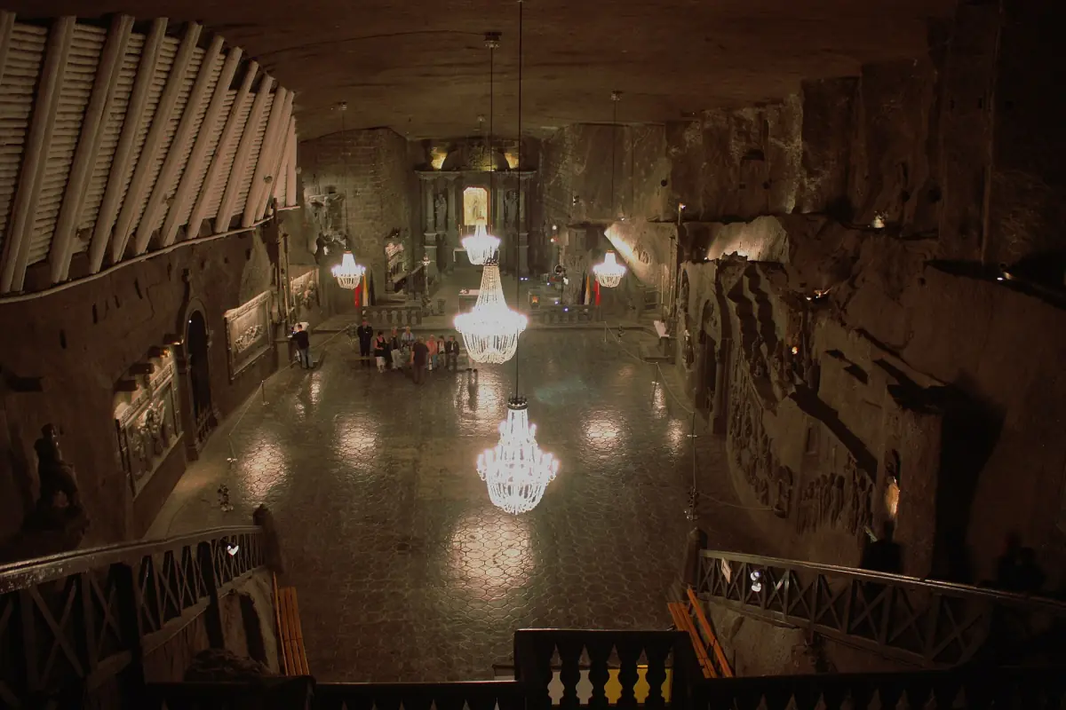 The Chapel of St Kinga carved from rock salt in the Wieliczka Salt Mine